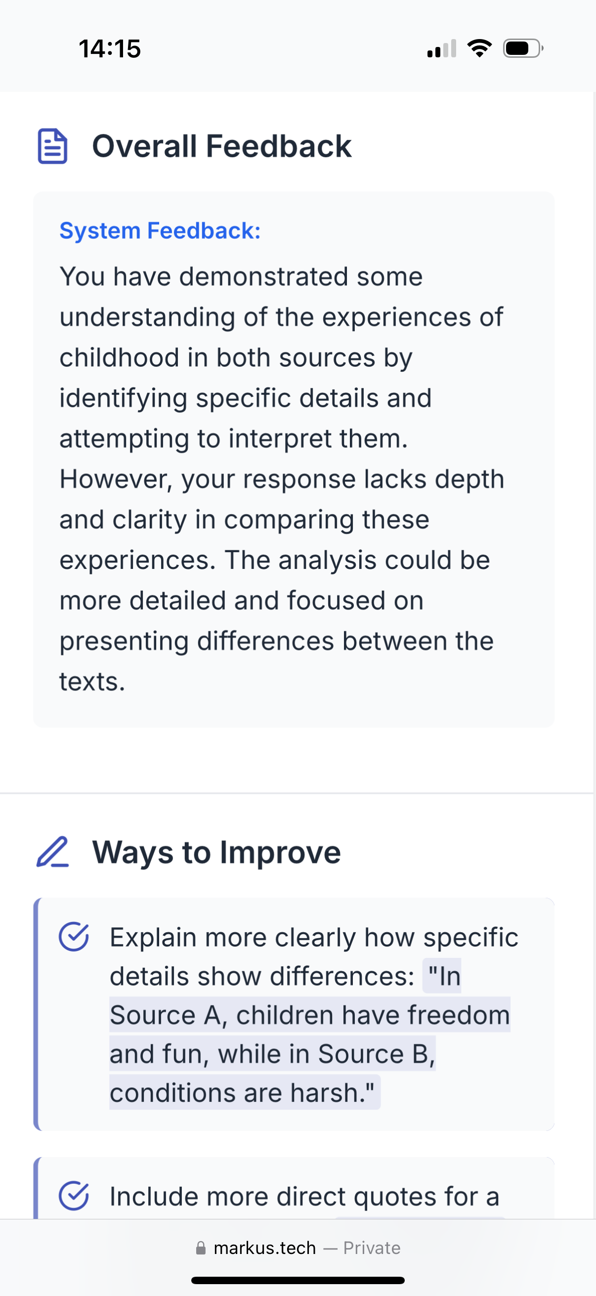 Markus App Interface
