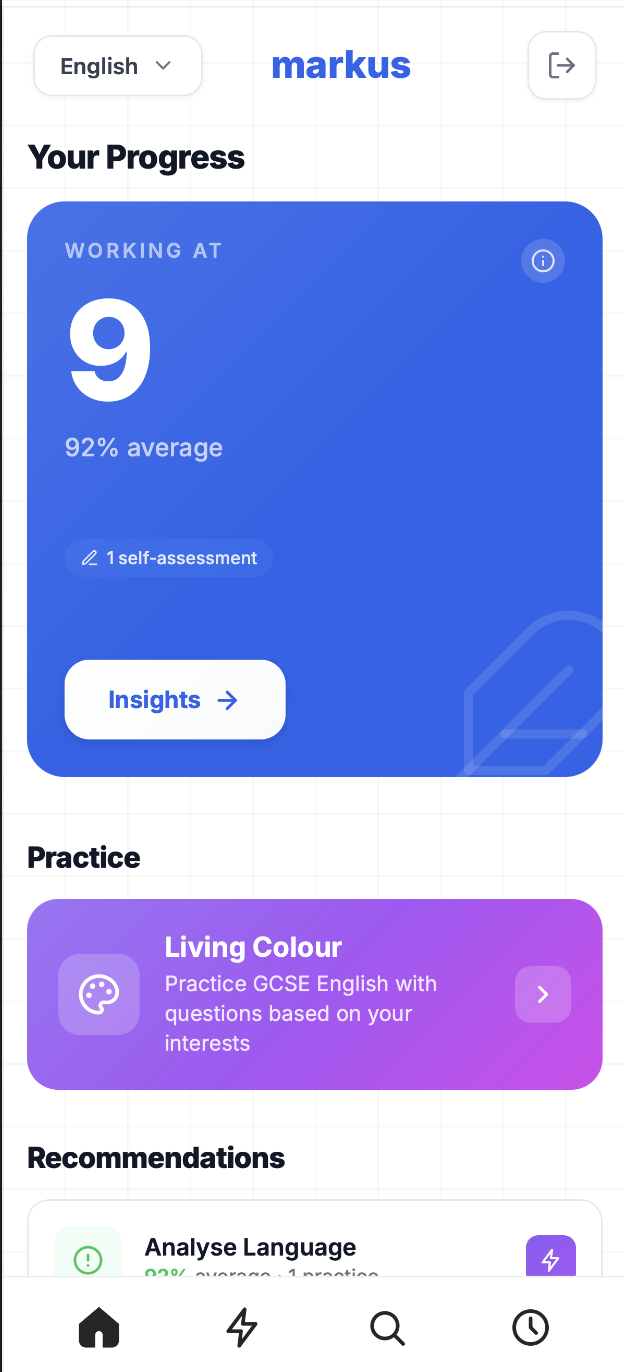 Markus Student App Interface
